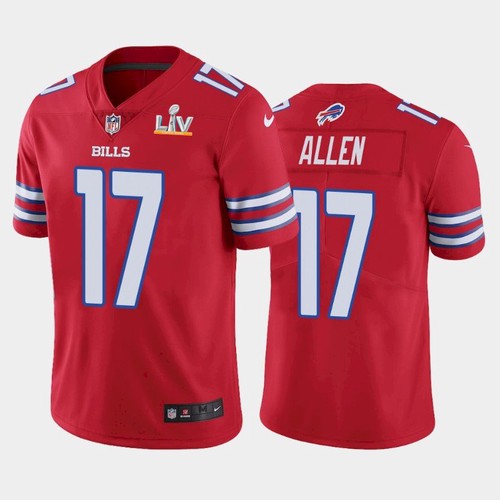 Men's Buffalo Bills #17 Josh Allen Red NFL 2021 Super Bowl LV Stitched Jersey